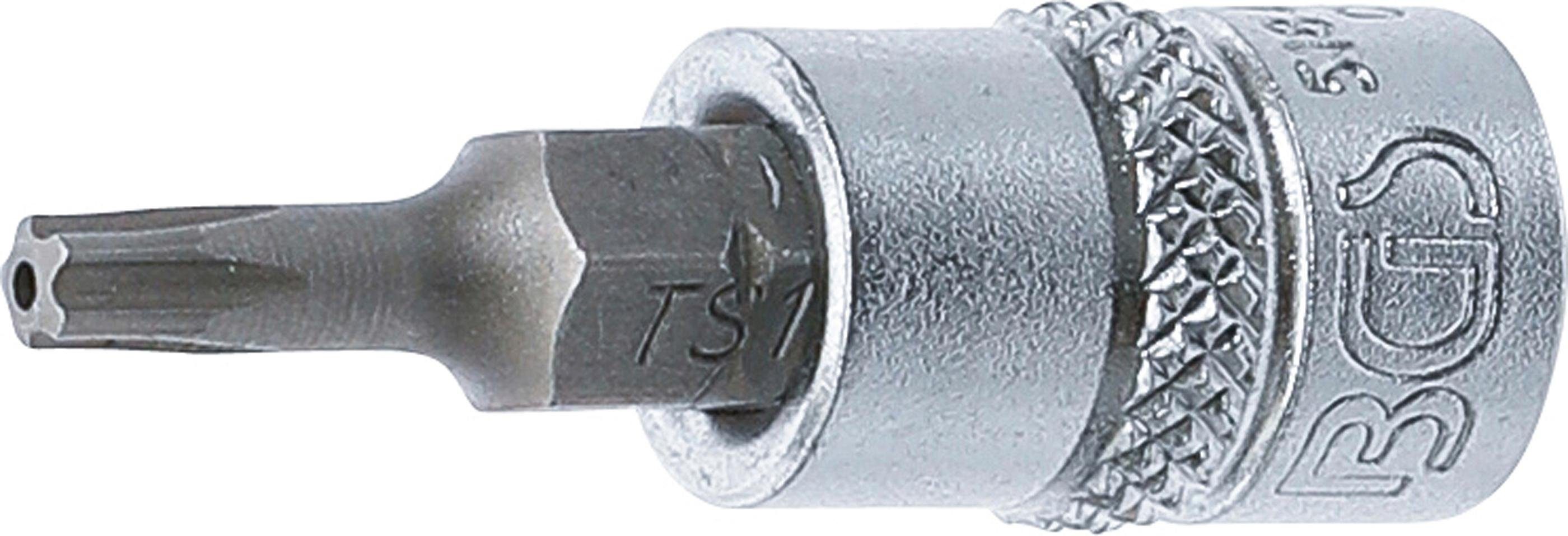 BGS technic Bit-Schraubendreher Bit-Einsatz, Antrieb Innenvierkant 6,3 mm (1/4), TS-Profil (für Torx Plus) mit Bohrung TS15
