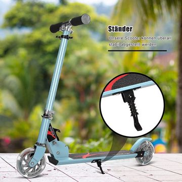 COSTWAY Scooter Cityroller, höhenverstellbar, klappbar, mit 2 LED Räder