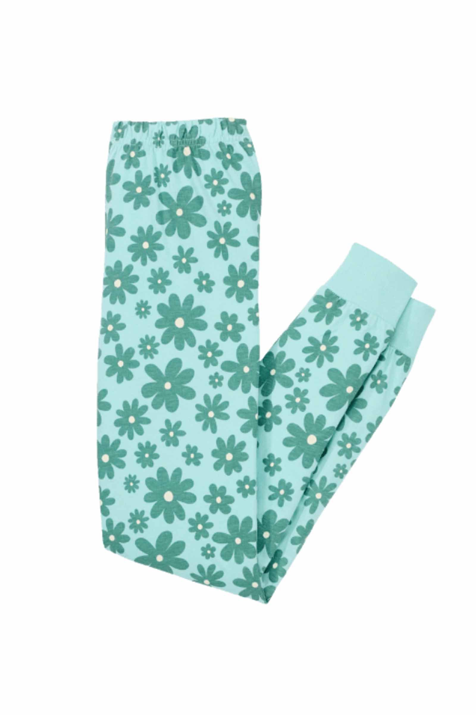 Lily & Dan Pyjama Mädchen Pyjama Set lange Schlafhose + langarm Oberteil Türkis 122-128 (Schlafhose + Oberteil, 2 tlg., Pyjama Set) Wärmender Stoff, Hautfreundlich