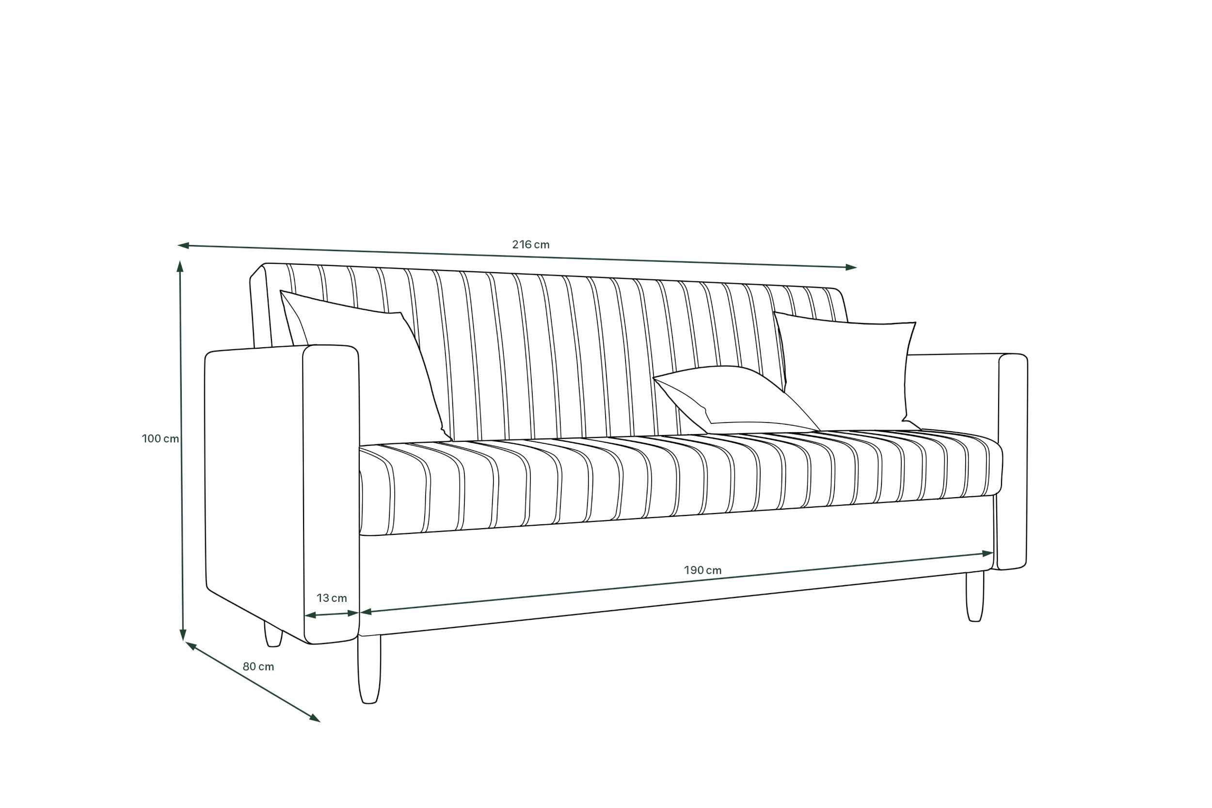Modern 3-Sitzer Bettfunktion, Design mit Sofa, mit Bettkasten, Melisa, Stylefy Sitzkomfort, Schlafsofa,