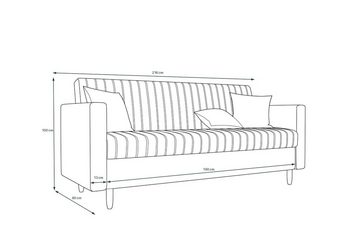 99rooms 3-Sitzer Melisa, Sofa, Schlafsofa, Sitzkomfort, mit Bettfunktion, mit Bettkasten, Modern Design