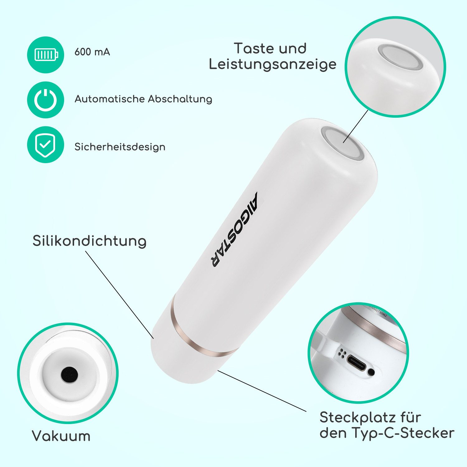 Aigostar Vakuumierer Vakuumbeutel Vakuumdose Vakuumpumpe Lebensmittel mit Pumpe Ventil, Für den Gefrierschrank geeignet, BPA-frei