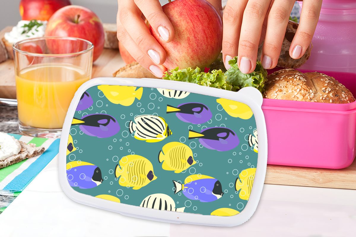 Erwachsene, Fisch Kunststoff für Wasser, Muster - - rosa (2-tlg), Kinder, Kunststoff, Mädchen, Snackbox, MuchoWow Brotbox Lunchbox Brotdose