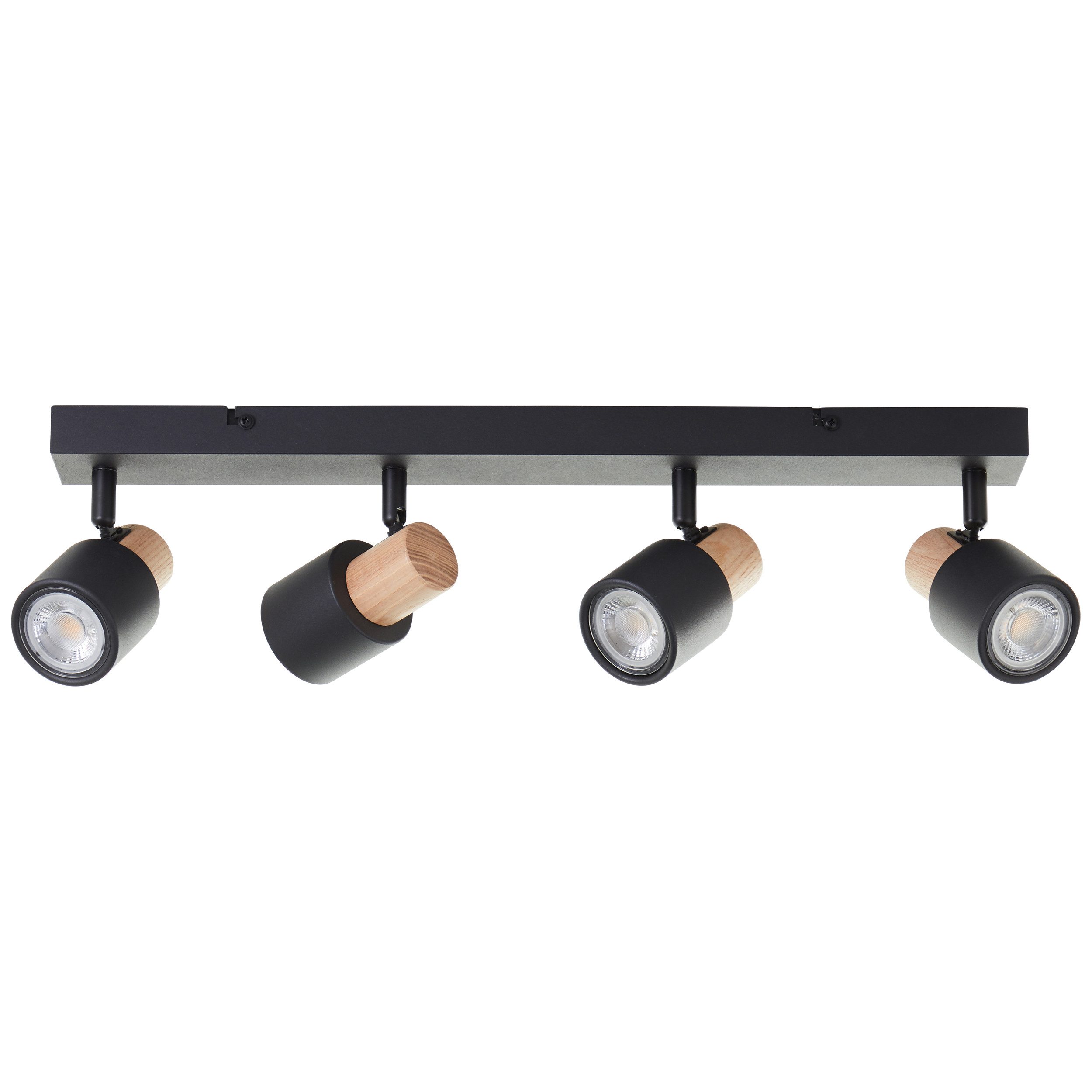 Brilliant Deckenstrahler Pini, ohne Leuchtmittel, 15 x 6 x 58 cm, 4 x GU10, schwenkbar, Metall/Holz