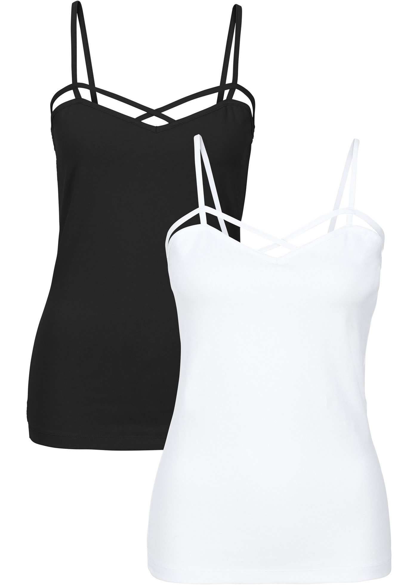 bonprix Shirttop (Packung, 2-tlg) schmale Passform, ärmelloses Design