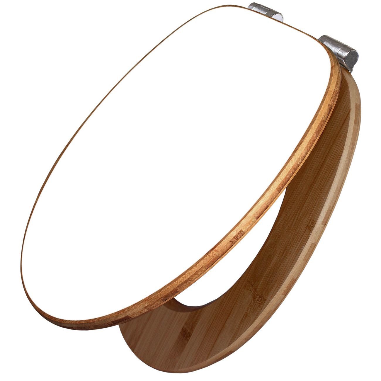 banjado WC-Sitz aus Bambus mit Absenkautomatik Motiv weiß (umweltfreundliches Material, integrierte Absenkautomatik), 45,8 x 37,5 x 5 cm