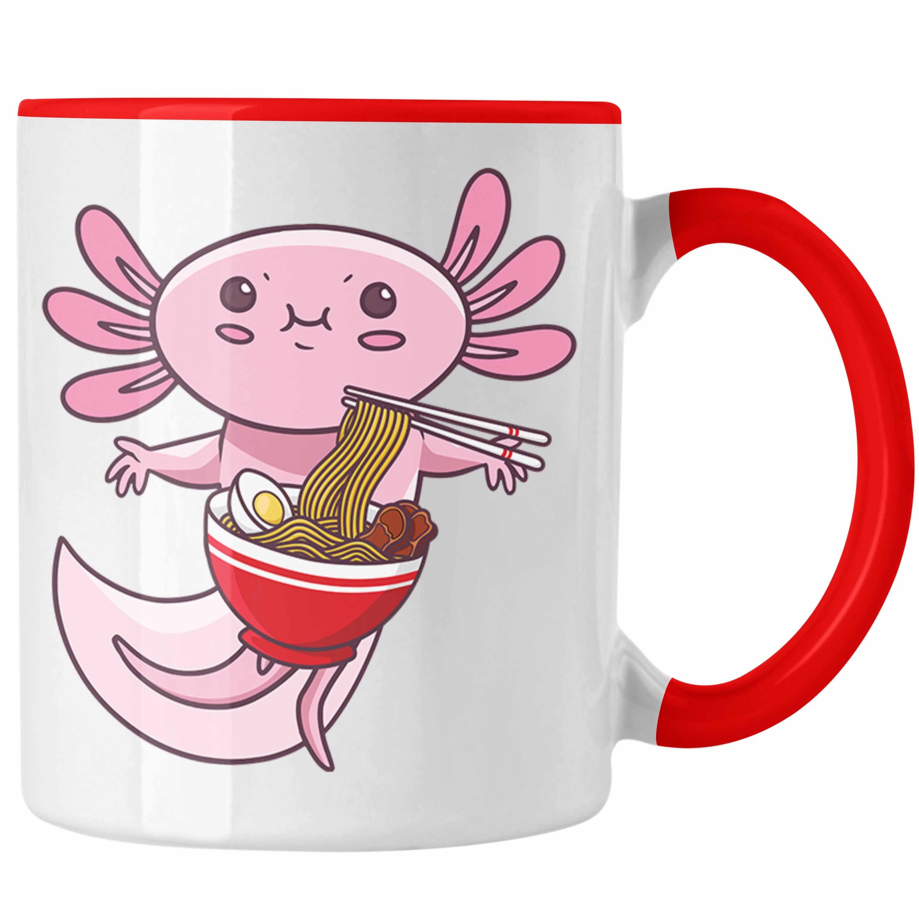 Trendation Tasse Trendation - Axolotl Tasse Grafik Lustig Geschenkidee Schwanzlurch Tiere Geschenk Ramen Lustig Rot