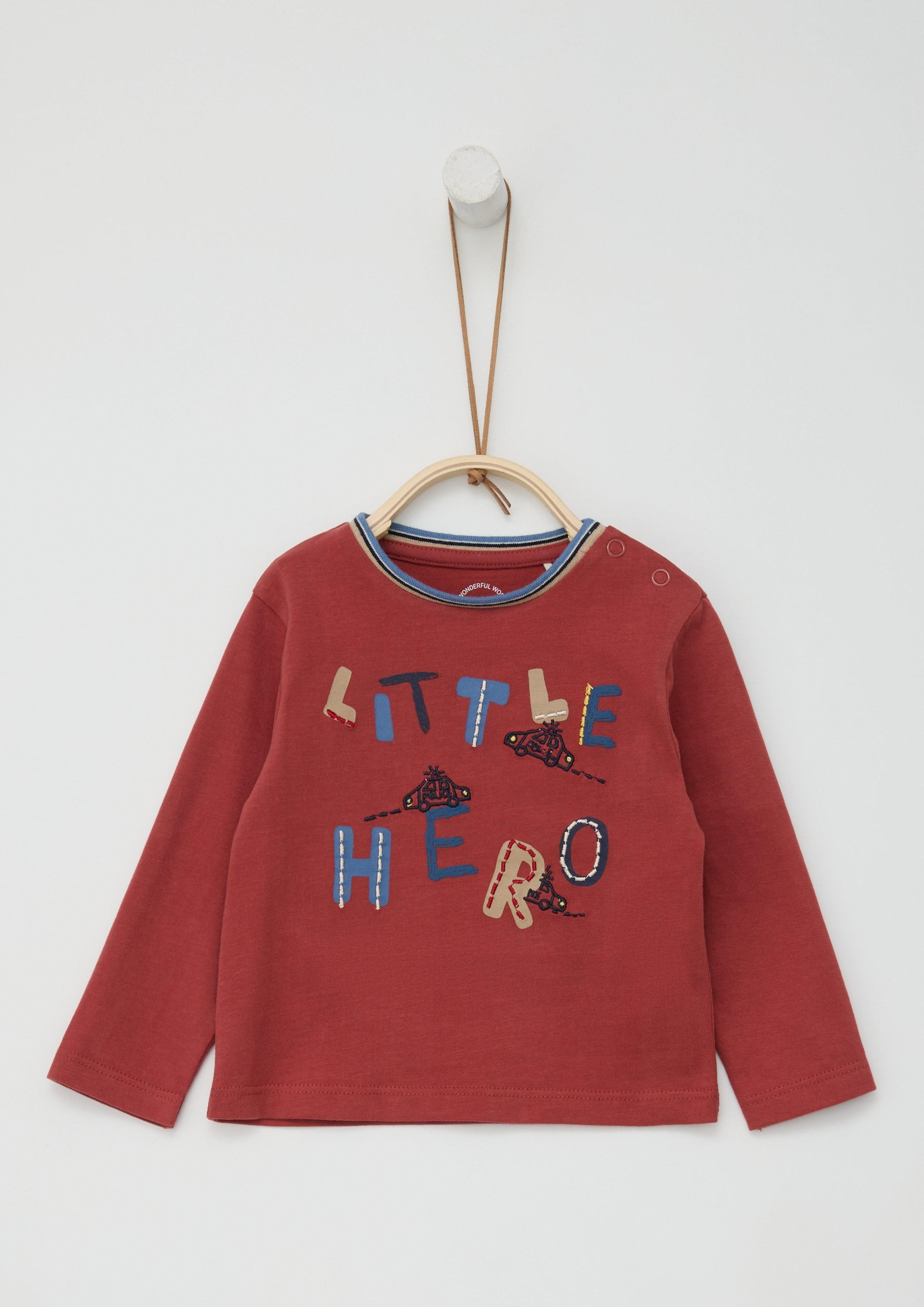 Langarmshirt Langarmshirt mit Frontprint und Stickerei