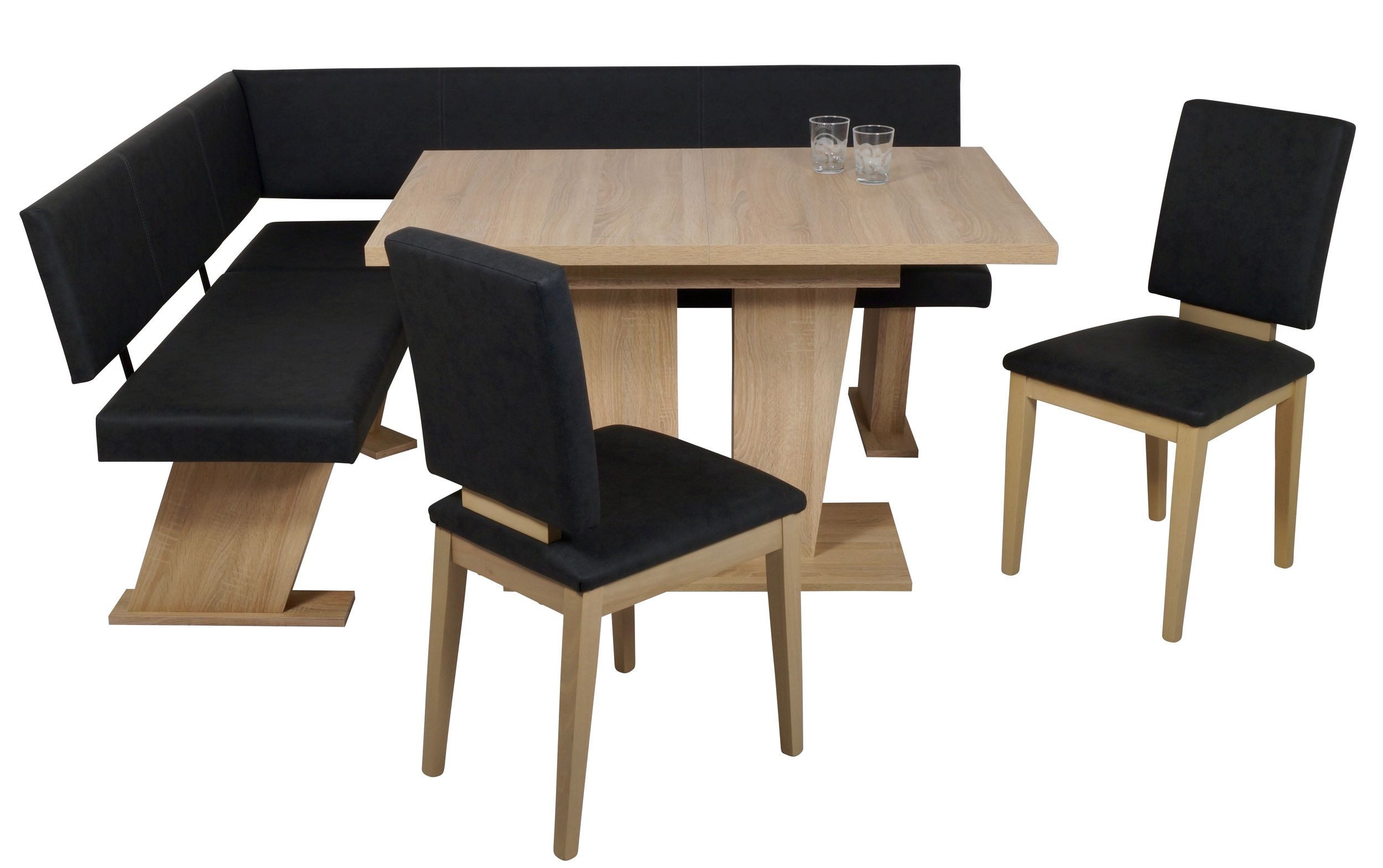 Trendmöbel24 Eckbankgruppe Eckbankgruppe Eckbank Essgruppe VERONA 150 x 181 cm Sonoma Eiche, (4-tlg., 1x Eckbank, 2x Stuhl, 1x Tisch)