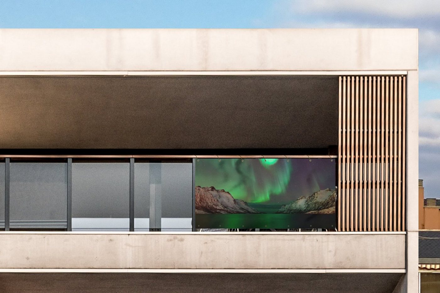 Thumbnail - MuchoWow Balkonsichtschutz Nordlichter - Berge - Norwegen (1-St) Balkon Sichtschutz 90x200, Windschutz für Zaun PVC, 200...