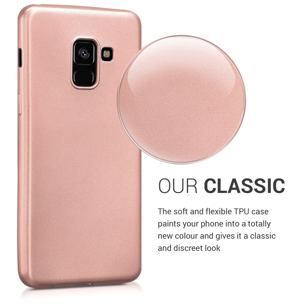 kwmobile Handyhülle Handyhülle für Samsung Galaxy A8 (2018) Hülle, Silikon Case metallisch schimmernd - Schutzhülle Cover