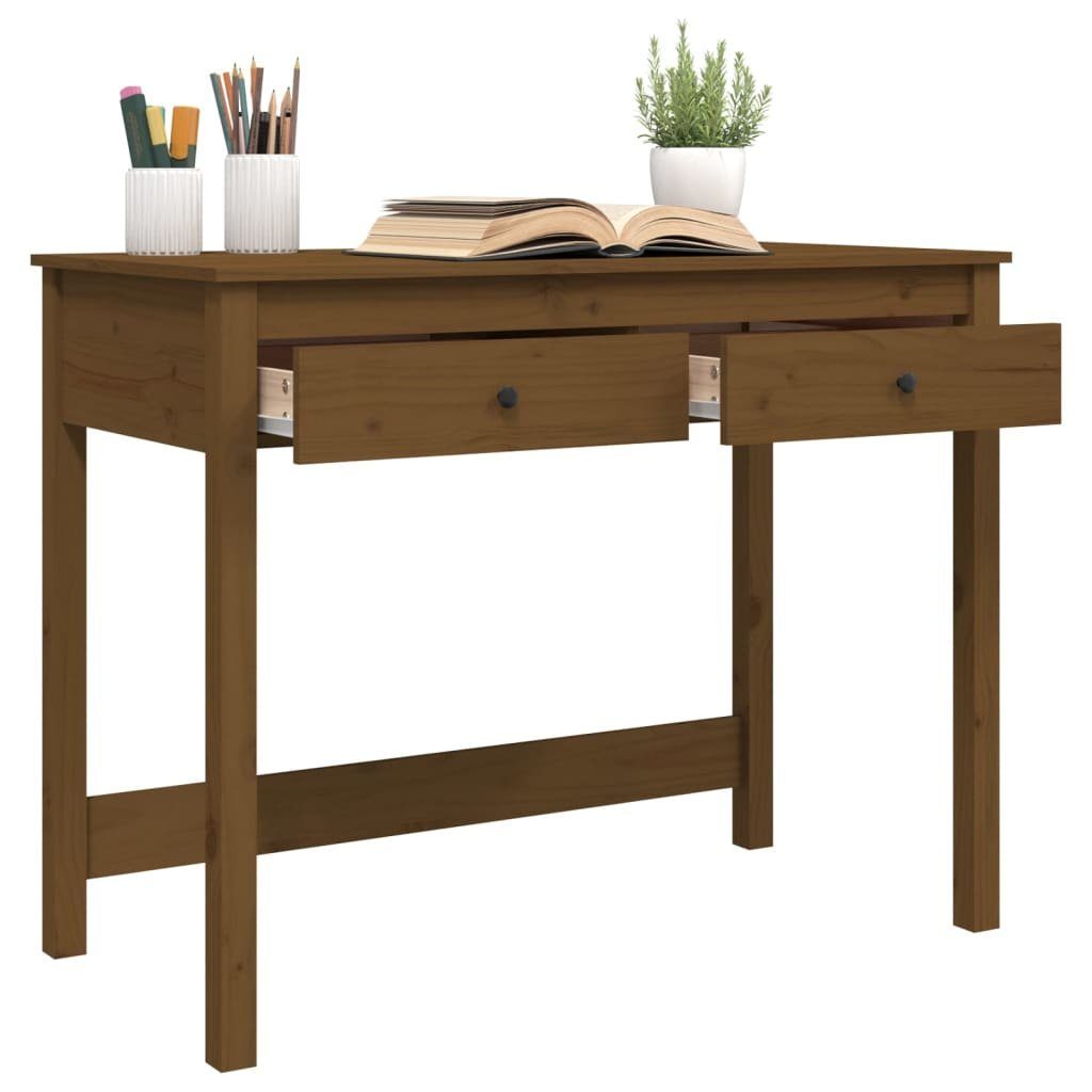 furnicato Schreibtisch mit Schubladen Honigbraun cm 100x50x78 Massivholz