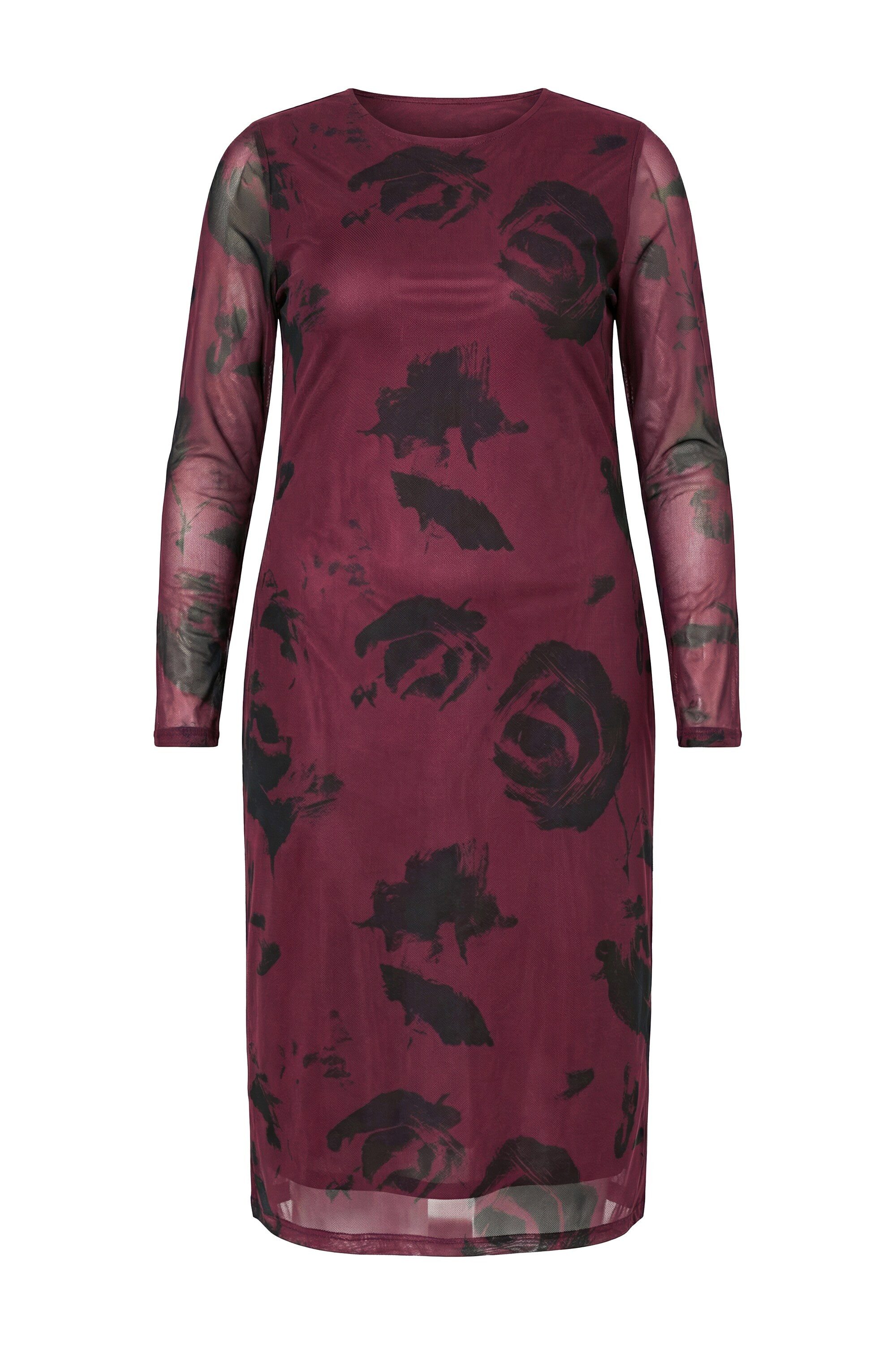Studio Untold Midikleid Maxikleid Slim Shape Mesh mit Motiv Langarm günstig online kaufen