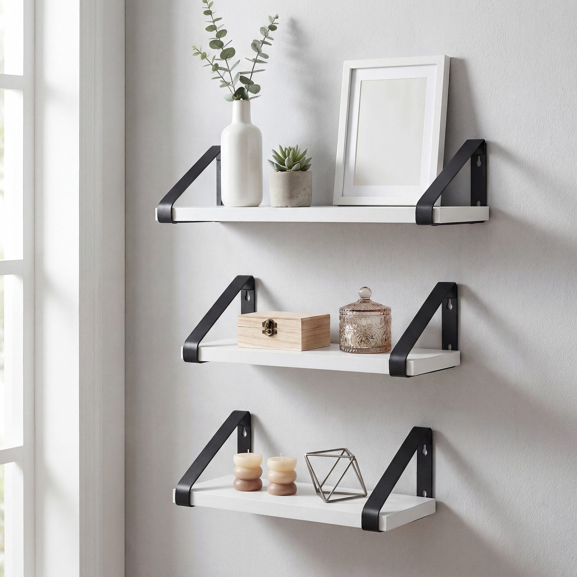 VASAGLE Wandregal Schweberegal, 3er Set, Regalbrett, 2 Montagemöglichkeiten, 3-tlg., 20/30/40 cm, für Wohnzimmer, Küche