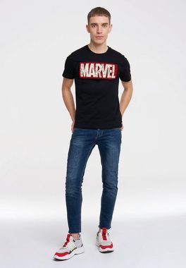LOGOSHIRT T-Shirt Marvel Comic Block Logo mit coolem Print