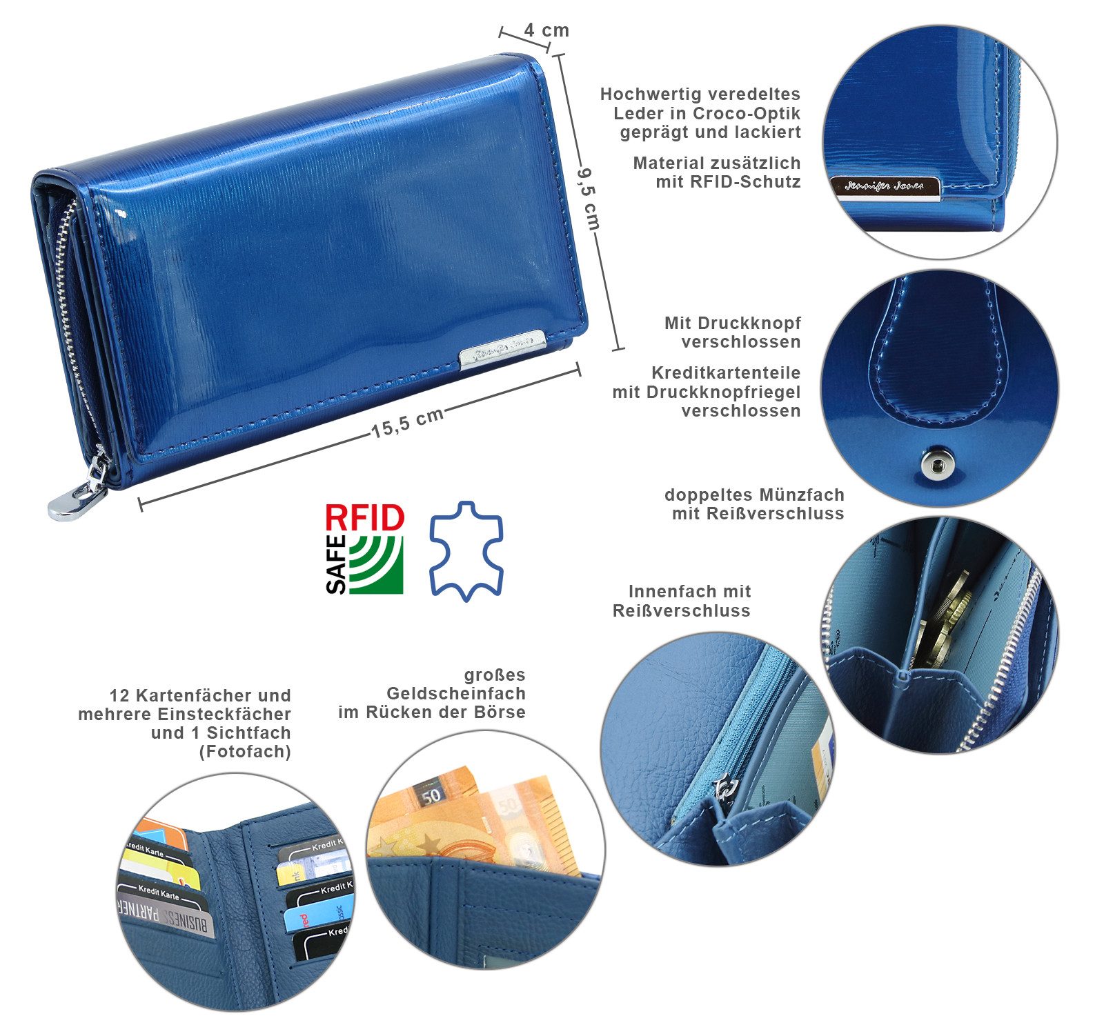 J JONES JENNIFER JONES Geldbörse Großes Damen Portmonee modisches Hochglanz günstig online kaufen