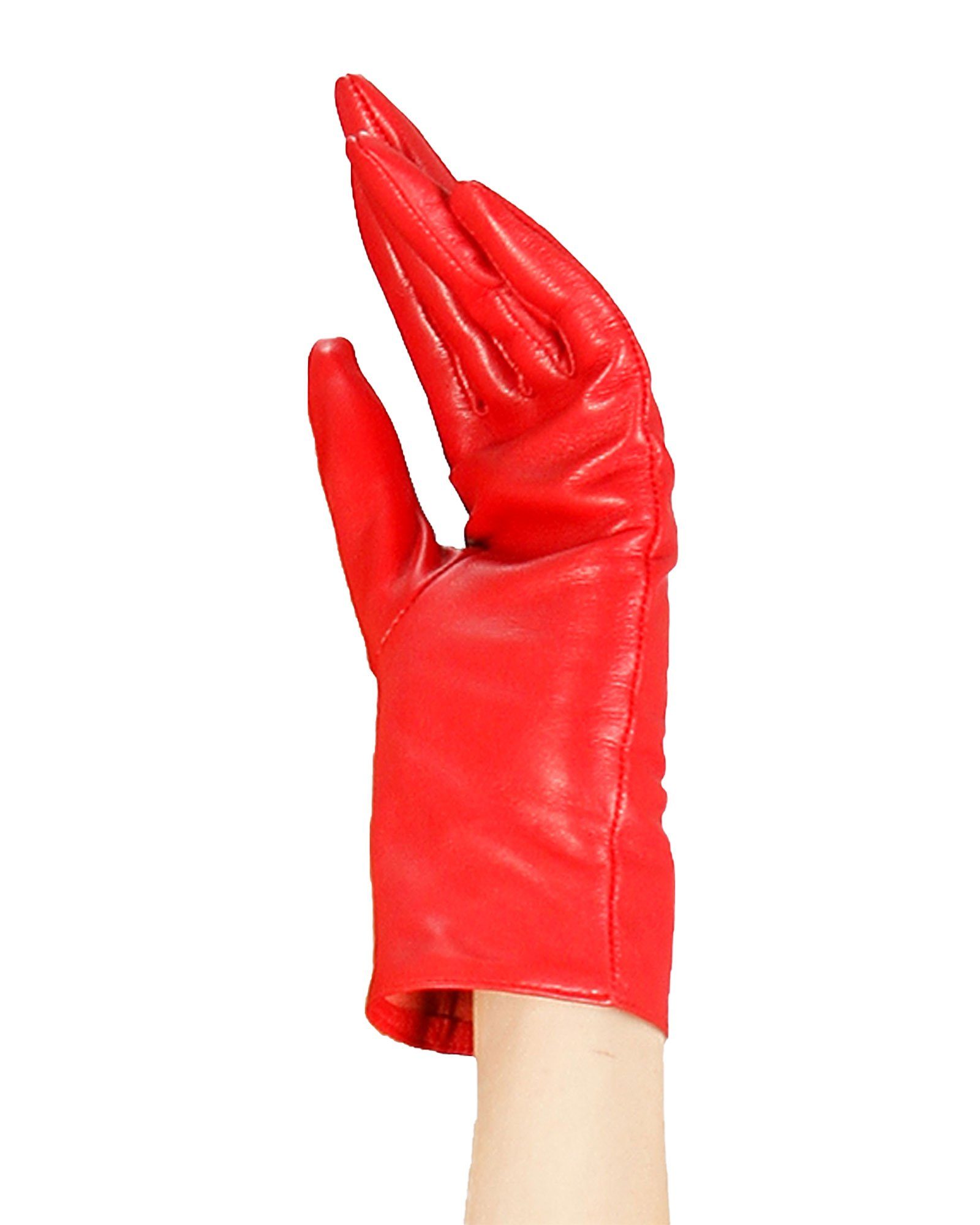 Rot ohne Lamm ohne Futter Nappa Lederhandschuhe Fetish-Design Kurz Echtes Innenfutter Leder Lederhandschuhe