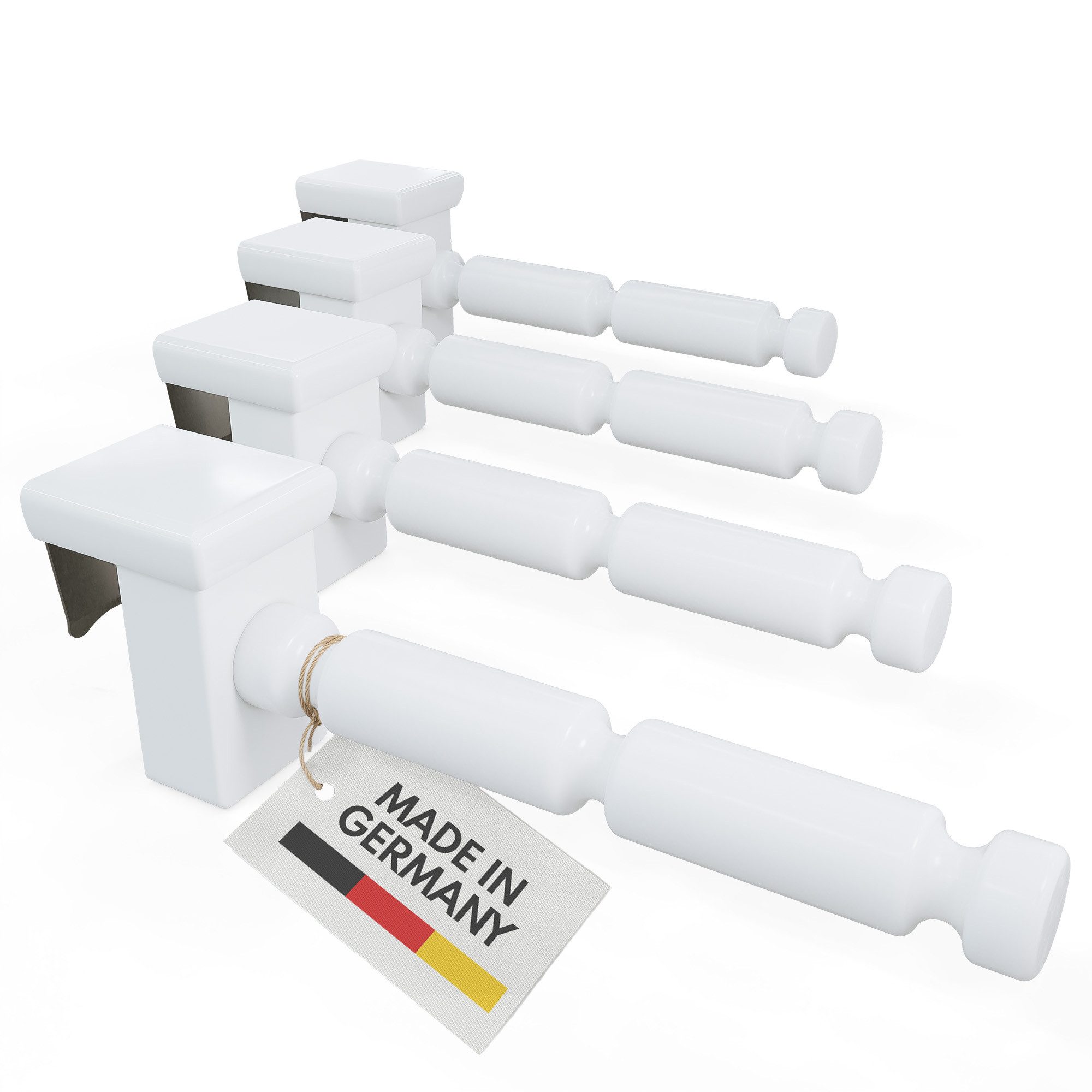 dekohaken24.de Fensterhaken Dekohaken Dekoklipp Fensterklipp mit Distanzhalter, weiß, für einen Klemmbereich (Rahmenstärke des Fensters/Fensterdicke) von 10-27 mm, (4-St), für Weihnachtssterne, Lichterketten, Kränze, Kugeln uvm.