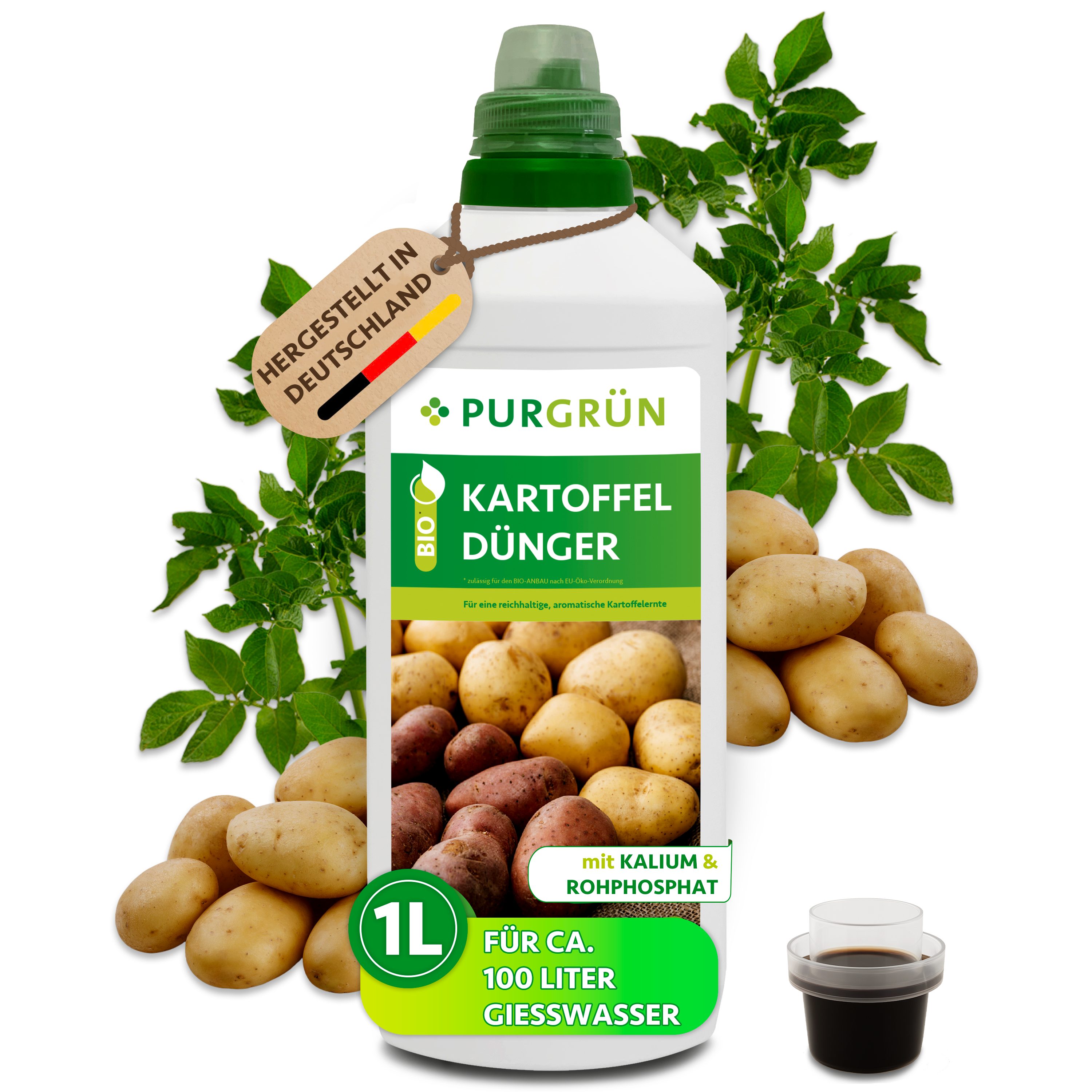 Purgrün Gemüsedünger Bio Kartoffel Dünger, NPK 3+2+6, Kalium, 1 Liter, Flüssigdünger, 1-St., 1 Liter