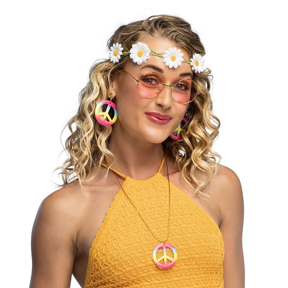 Boland Verkleidungsmaske Hippie Kostüm-Set, Flower-Power Accessoires mit B günstig online kaufen