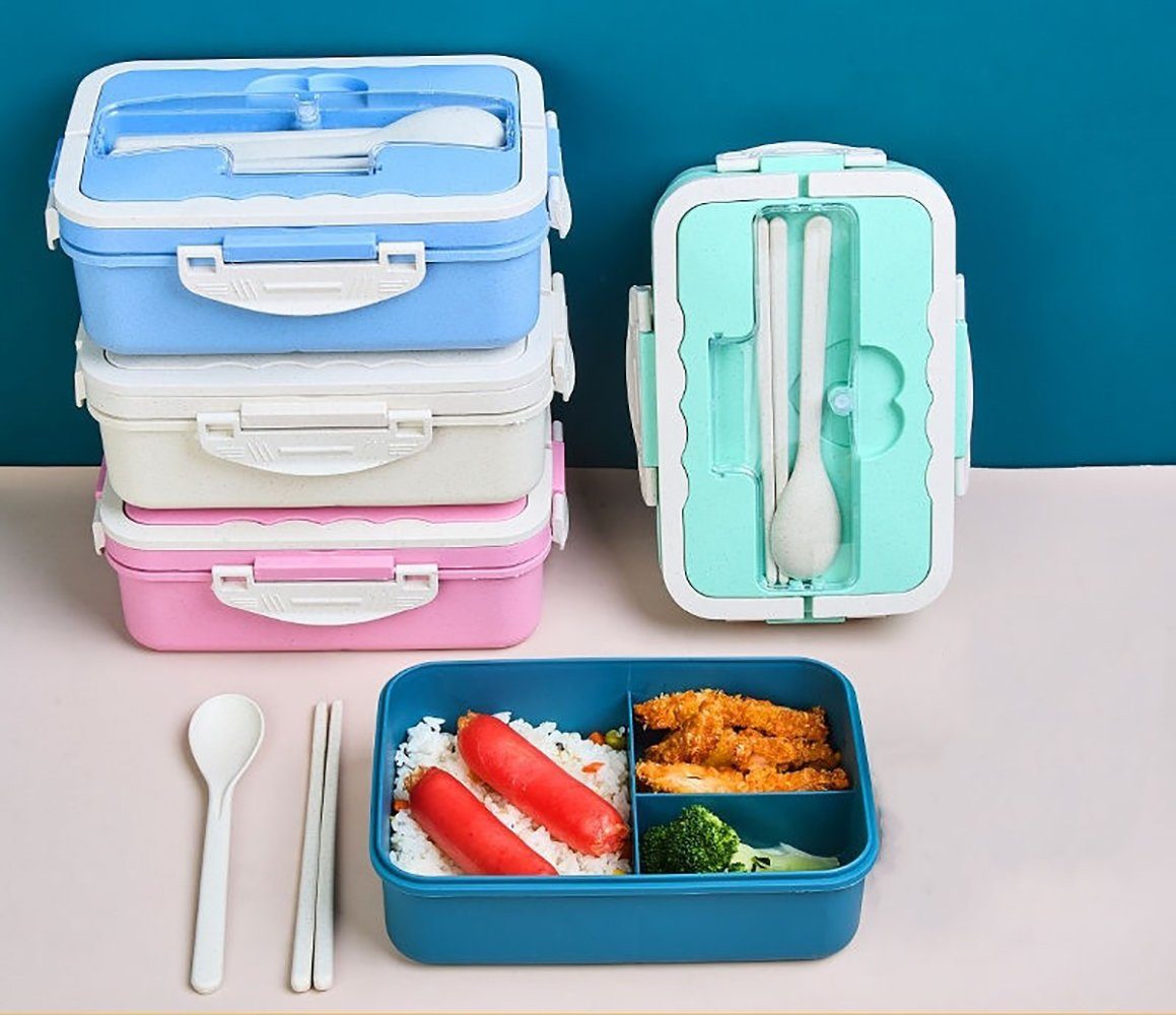 GelldG Lunchbox Hellblau Lunchbox, Auslaufsichere, Tragegriff/Löffel mit Kinder Brotdose