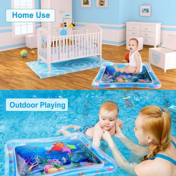 LA CUTE Spielmatte XXL Baby Wassermatte Oktopus – Aufblasbares Sensorisches Spielzeug (Baby Wasserspielmatte Set, 1x Aufblasbare Wasserspielmatte), Aufblasbare Wasserspielmatte für Babys mit bunten Wassertieren