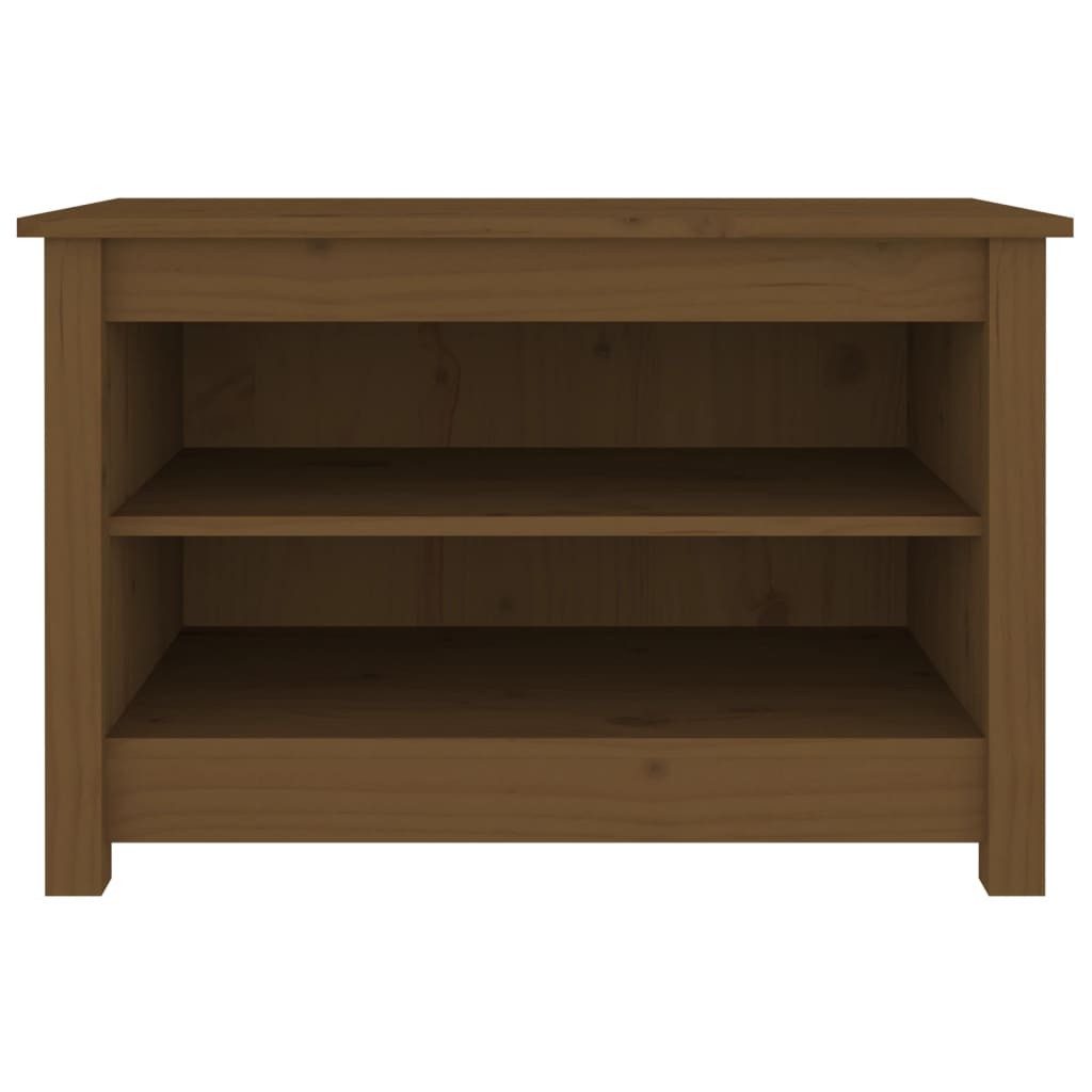 furnicato Schuhbank aus massivem Kiefernholz 70 x 38 x 45,5 cm Honigbraun (1-St), Sitzbank mit zwei Ablagen und Stauraum für den Eingangsbereich