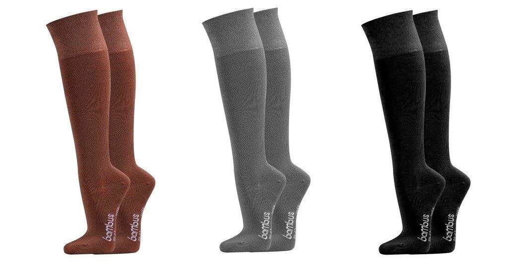 FussFreunde Kniestrümpfe 4 Paar weiche Bambus-Kniestrümpfe ohne Gummidruck, Anti-Loch-Garantie