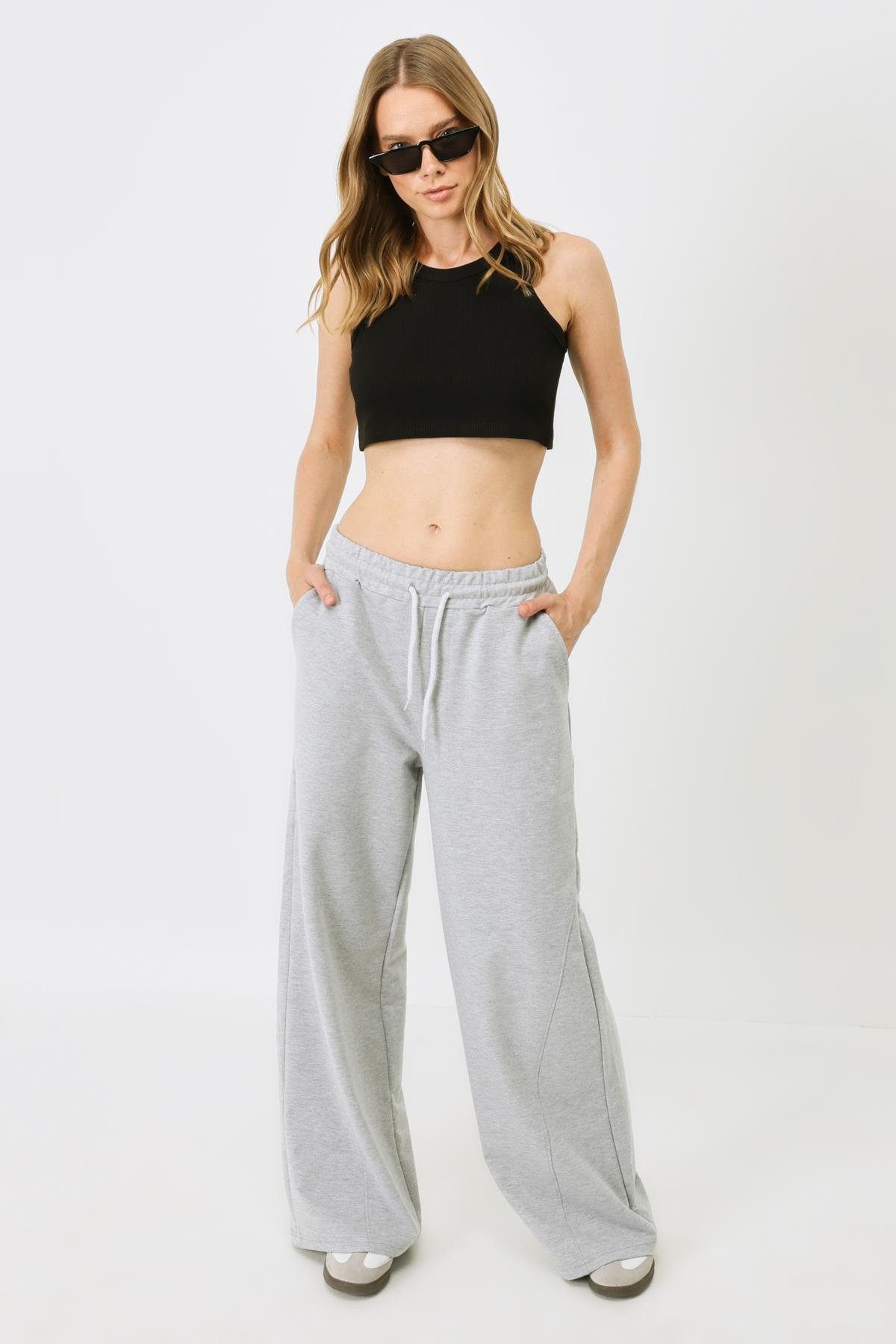 C&CITY Blusenbody Damen Halterneck Ripp Stretch Mini Crop Top