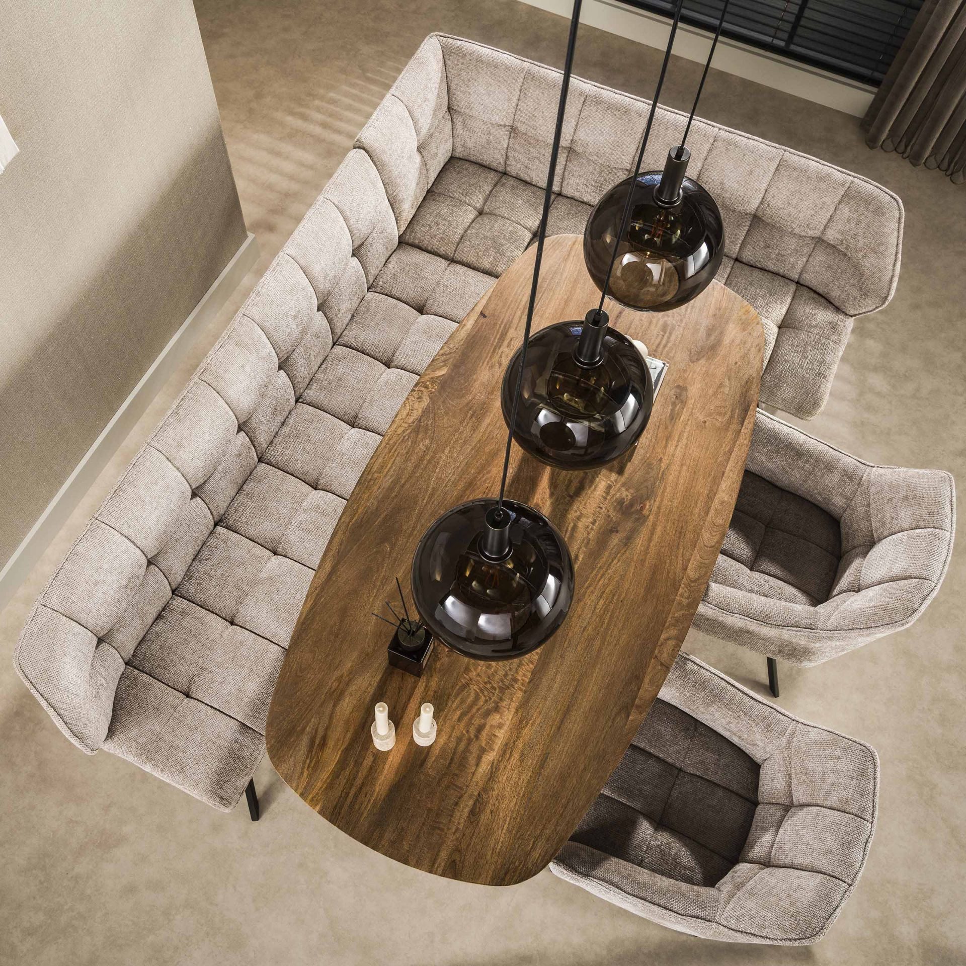 Vintagehaus Essbank Eckbank Polsterbank Raster Strukturstoff 240 Industrial Sand