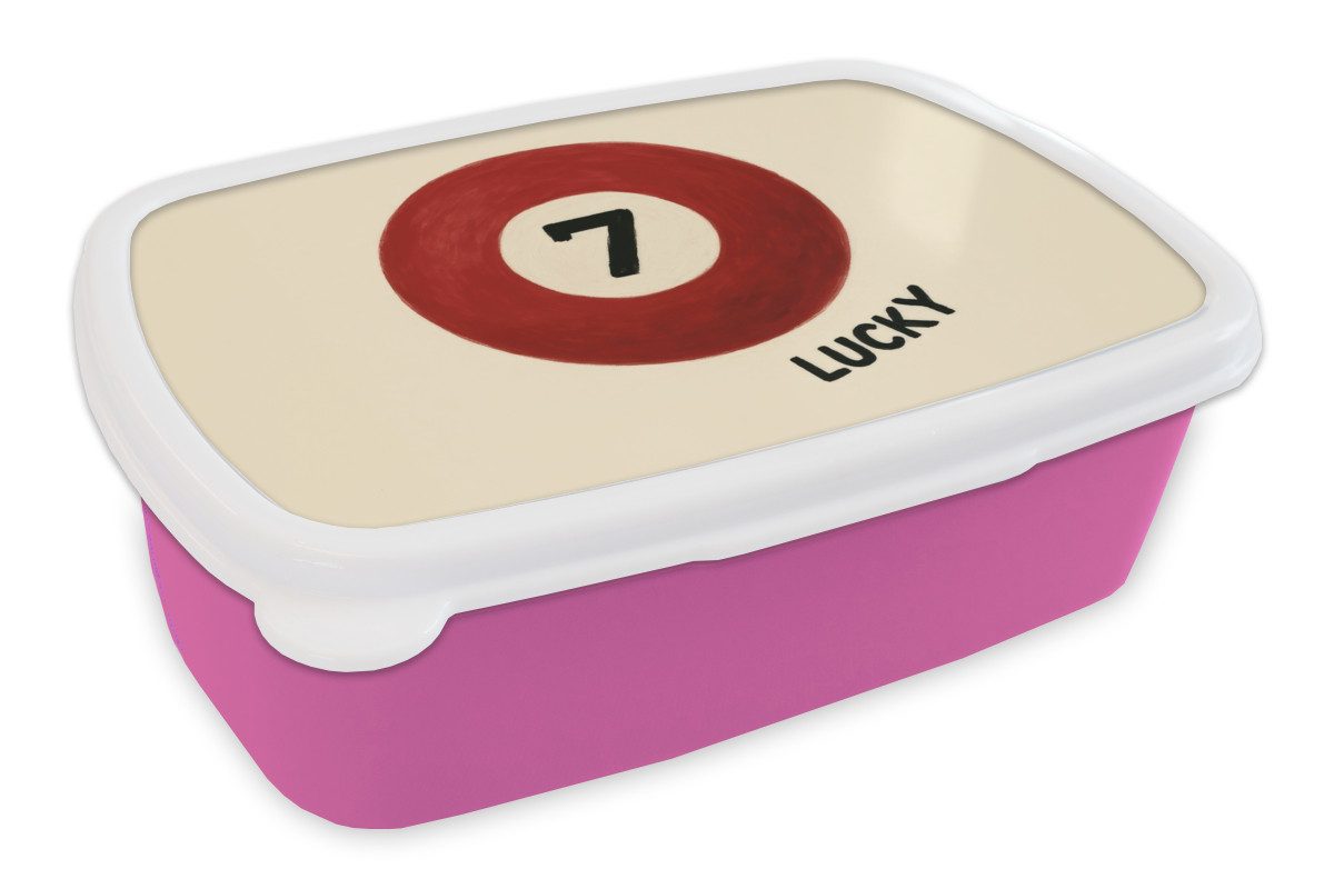 MuchoWow Lunchbox Kreis - Sieben - Glücklich - Rot, Kunststoff, (2-tlg), Brotdosen, Lunch Box, Brotbox für Kinder und Erwachsene