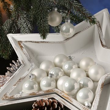 MARELIDA Weihnachtsbaumkugel Christbaumkugel Weihnachtskugel Glas D: 3,5cm glänzend matt weiß 16St (16 St)