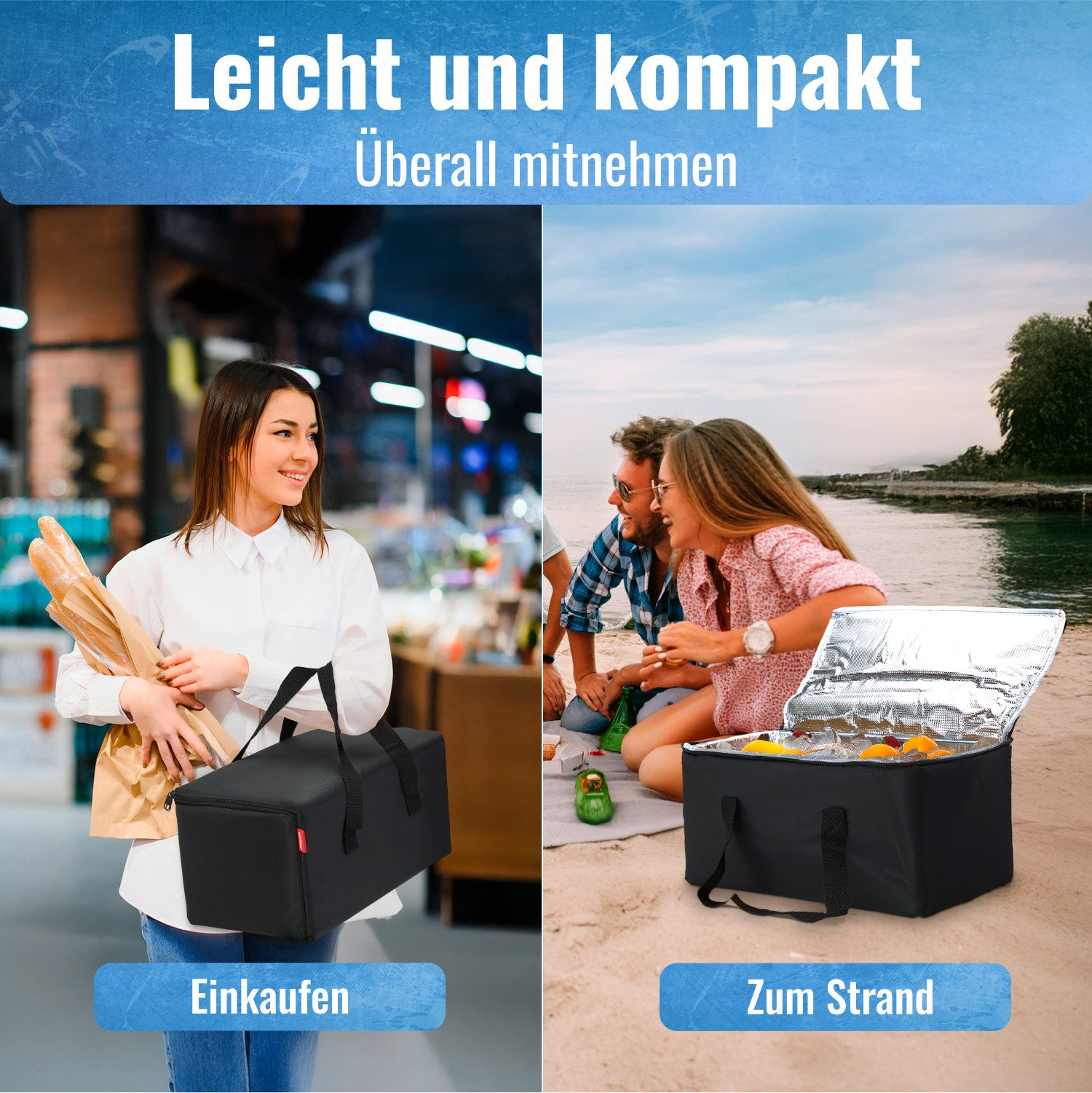 achilles Einkaufsbeutel Kühleinsatz Kühl-Tasche Thermo-Tasche für Klapp-Box Kühl-Box