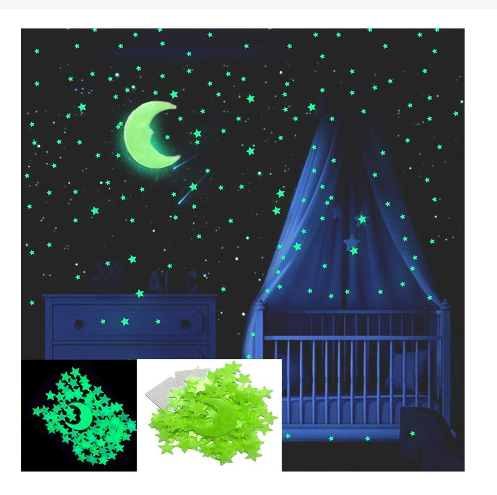 Agger Wandsticker 402 Stück Glühende Wandaufkleber,realistische,für Decke und Wände (402 St), DIY-Klebesticker,Sternenhimmel-Dekoration,Leuchtende Stern