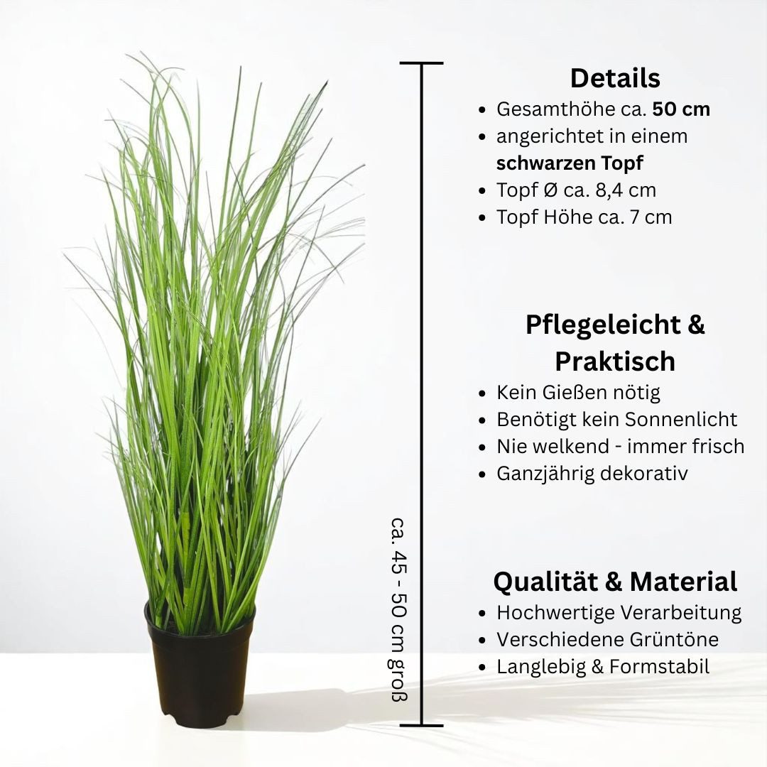 Kunstgras Kunstpflanze Gras, GRASBUSCH IM TOPF. Ca. 50cm. OHNE Übertopf., Gasper