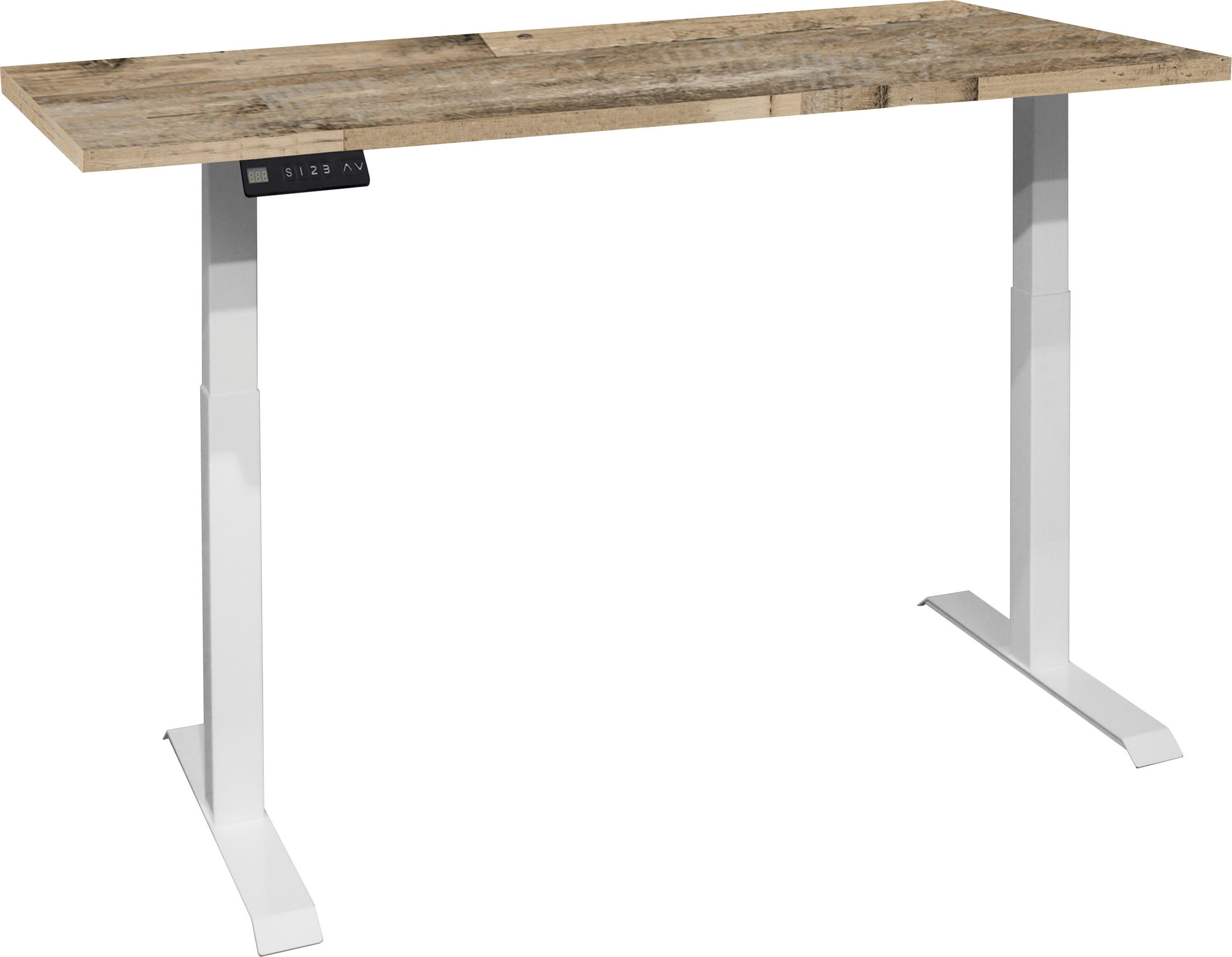 Mäusbacher Schreibtisch Big System Office, Breite 160 cm, elektrisch höhenverstellbar weiß matt / drift wood | drift wood | Schreibtische