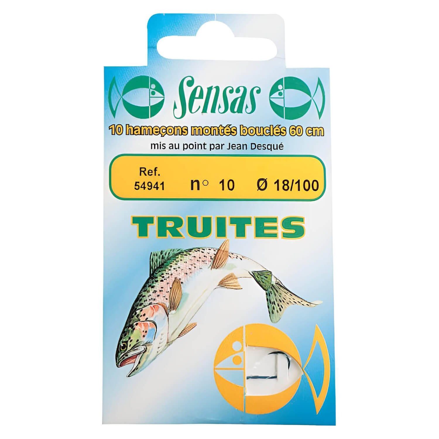 Forellenhaken Sensas Forellen-Haken gebunden 60cm 10Stk.