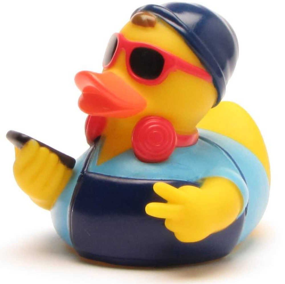 Duckshop Badespielzeug Hipster Badeente - blau Quietscheente 