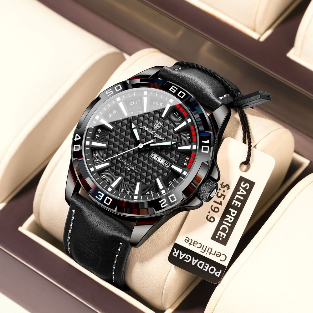 POEDAGAR Quarzuhr Poedagar 895 Herrenuhr – Stilvoll und sportlich, Lederarm günstig online kaufen