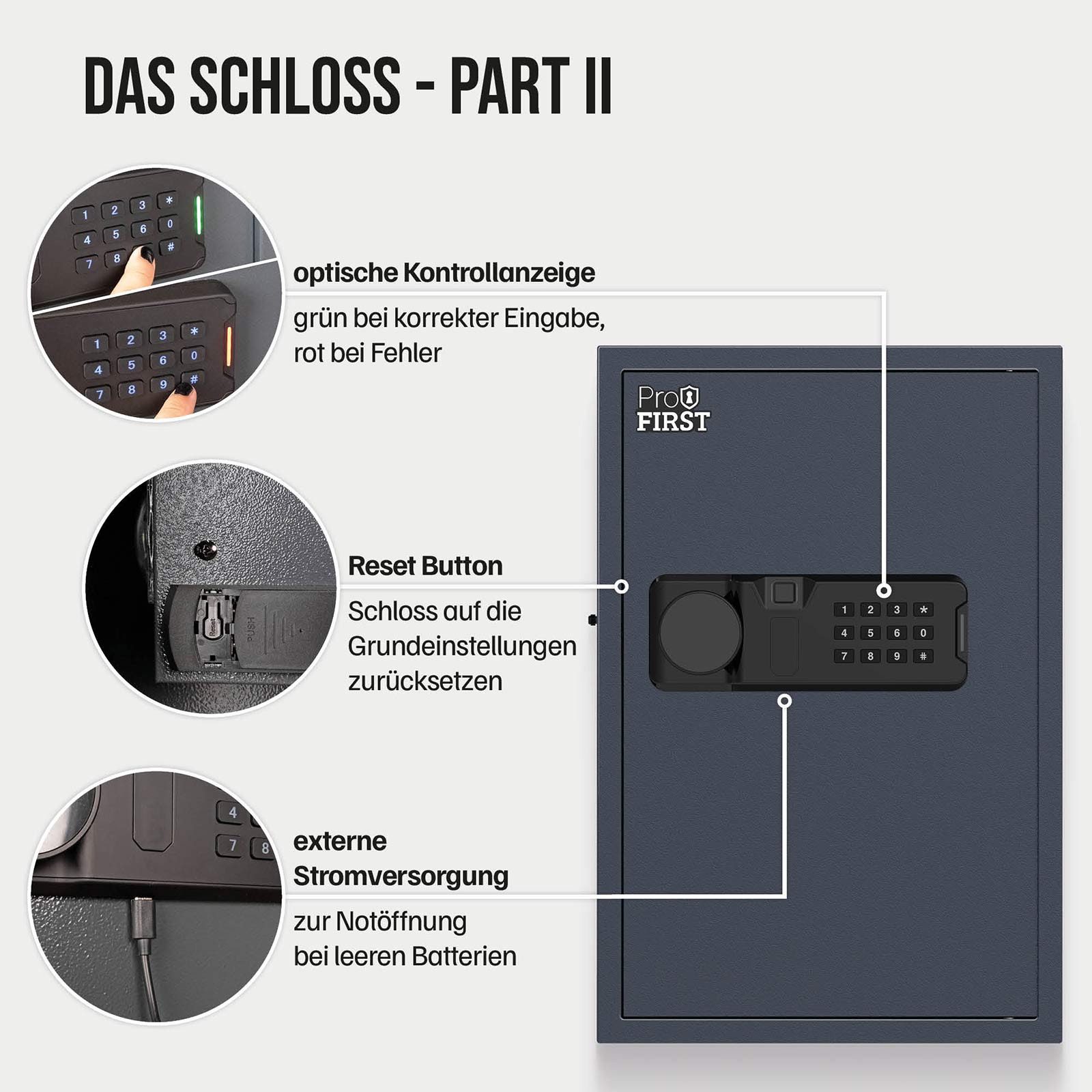 Profirst Schlüsseltresor LockGuard 50 Fingerprintschloss anthrazit