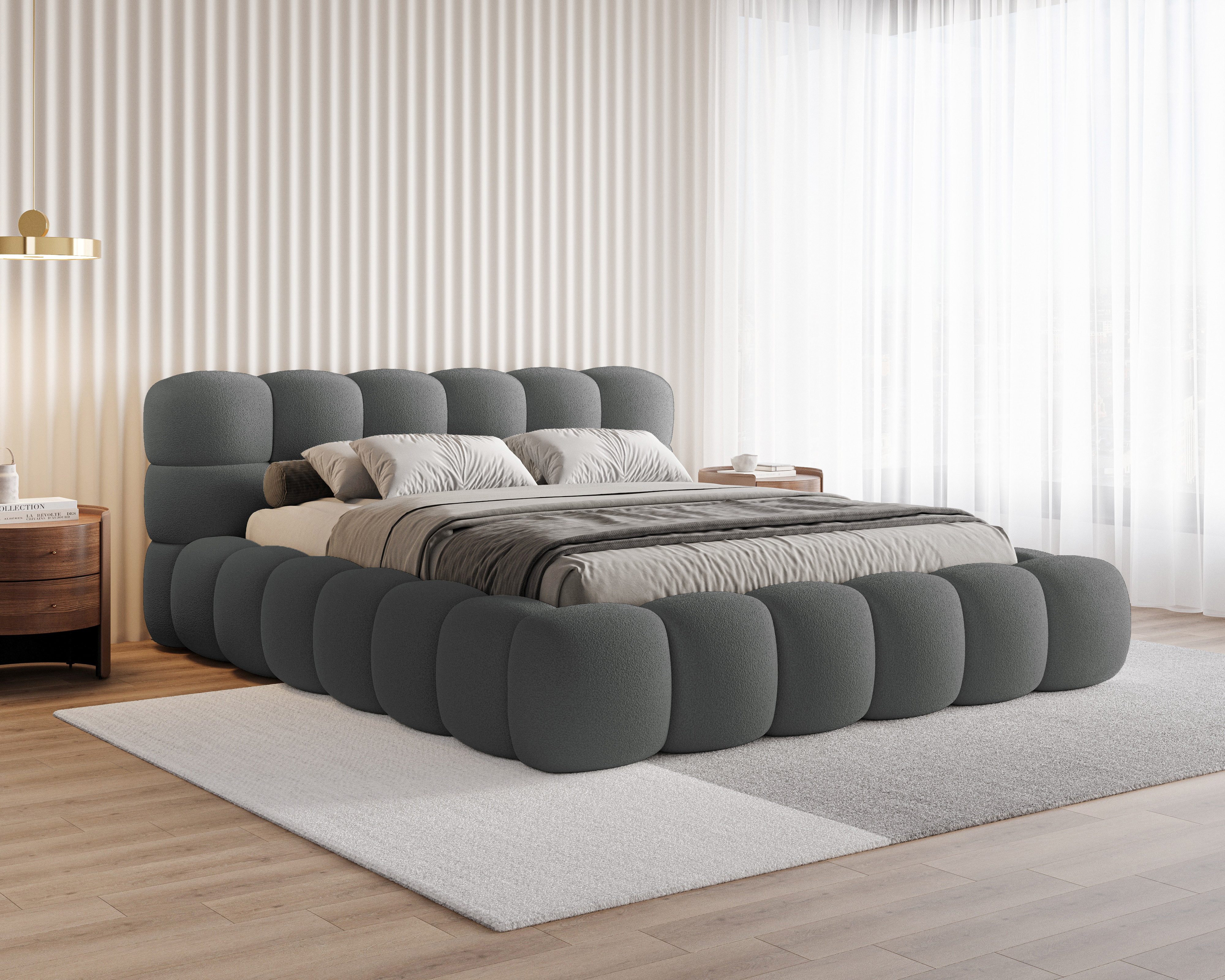 Chilly Möbel Polsterbett Stone Dunkelgrau Bouclé günstig online kaufen