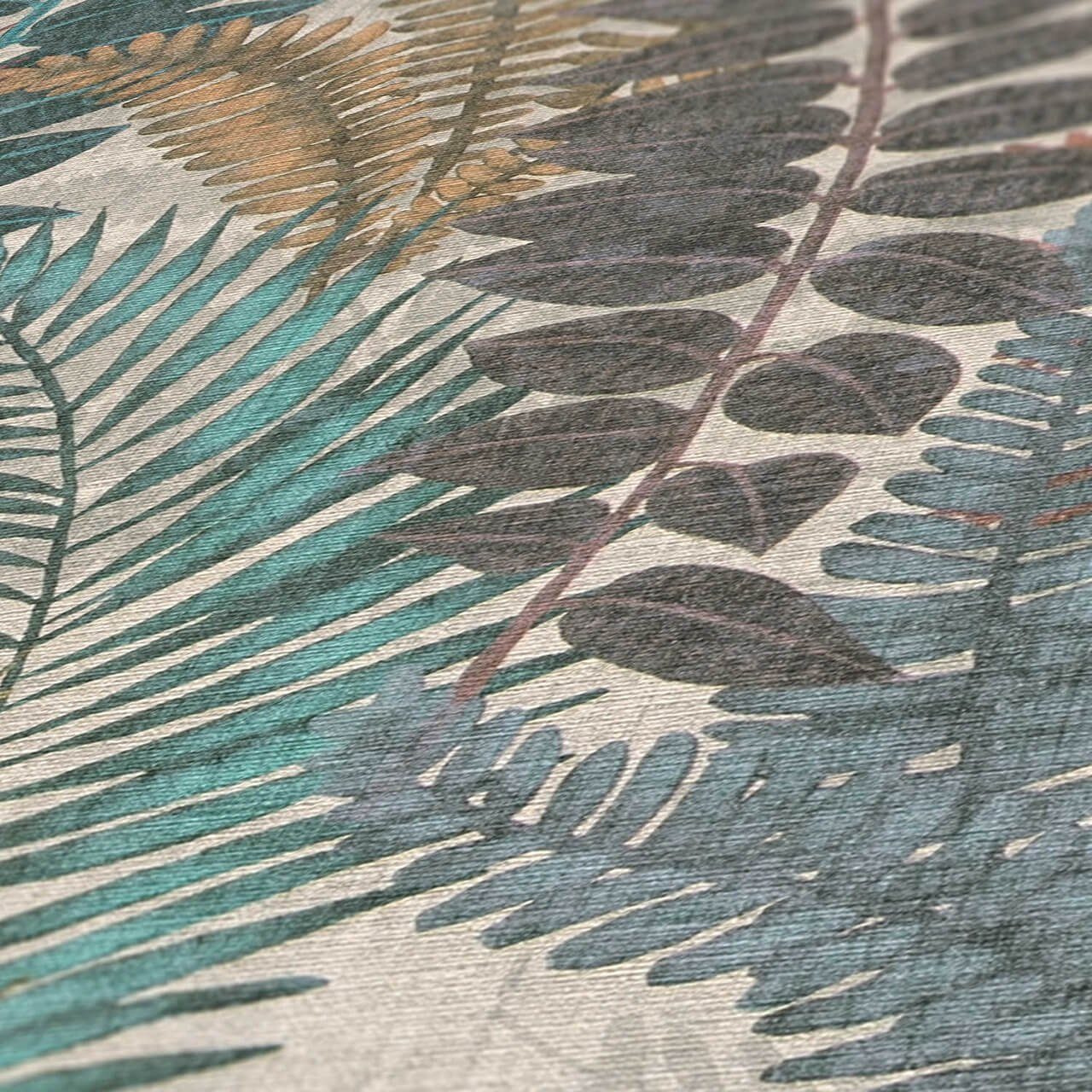 KUNSTLOFT Vliestapete in bunt, lichtbeständige m, 0.53x10.05 Tapete Fame matt, Foliage natur Design