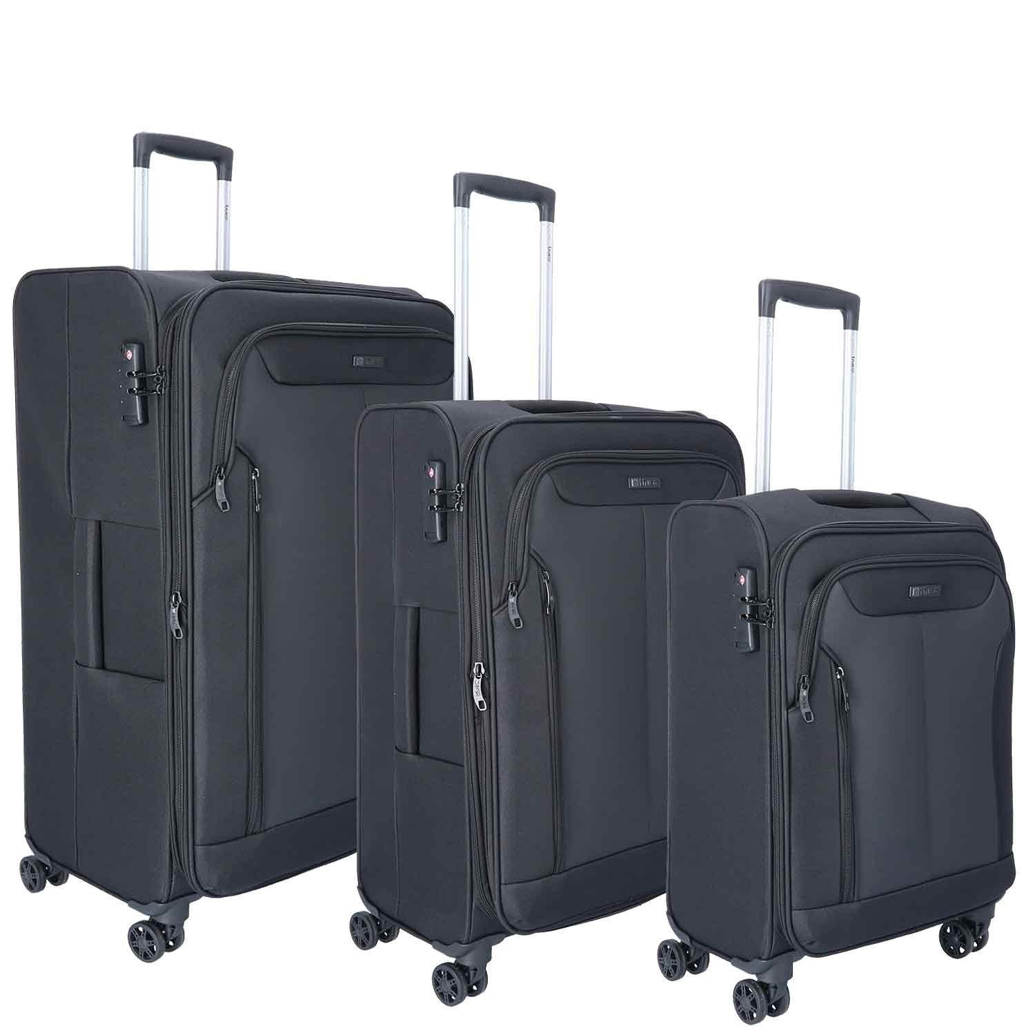 TheTrueC Koffer TheTrueC 3er Kofferset S/M/L Kopenhagen Black, 4 Rollen Rollen