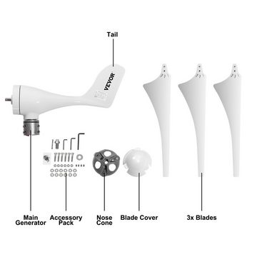 VEVOR Windgenerator Windturbinengenerator 400 W 12 V Elektrisch MPPT Controller 12 m/s
