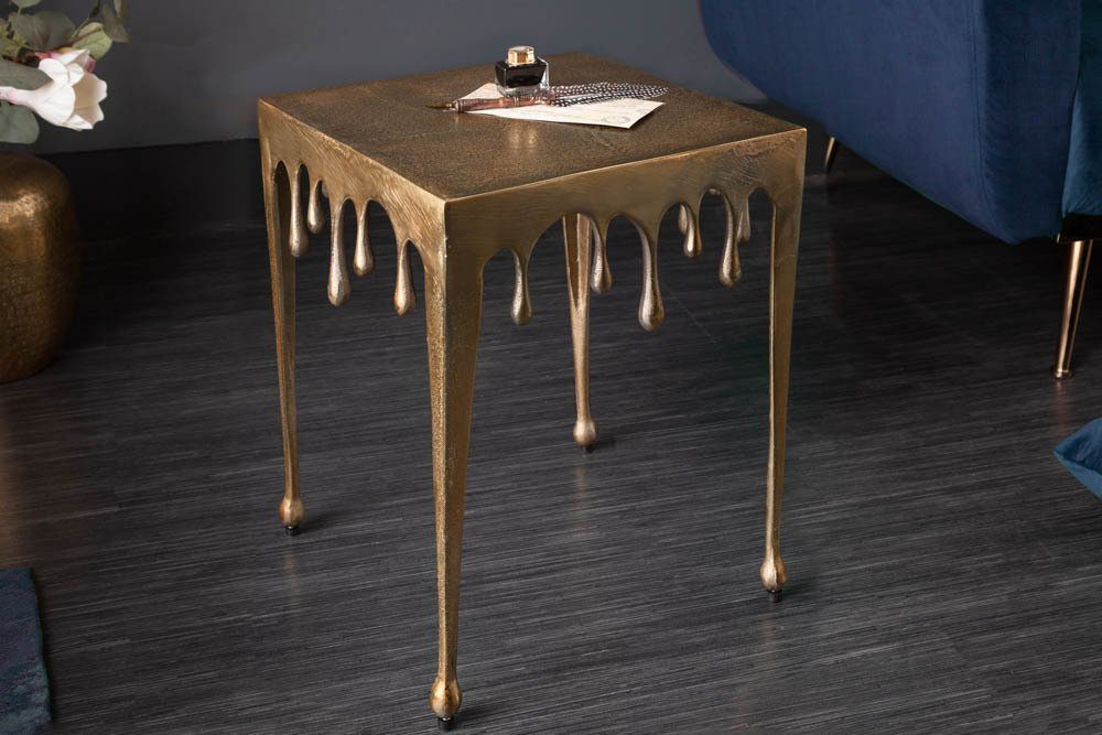 riess-ambiente Beistelltisch LIQUID LINE S 34cm gold, Wohnzimmertisch · Metall · Modern Design · Tropfen-Optik