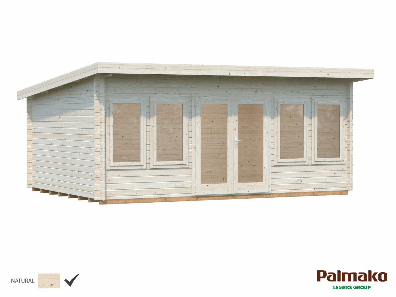 Palmako Blockbohlenhaus, Lisa Gartenhaus grau BxT: Holzhaus 550x400 19,4 cm