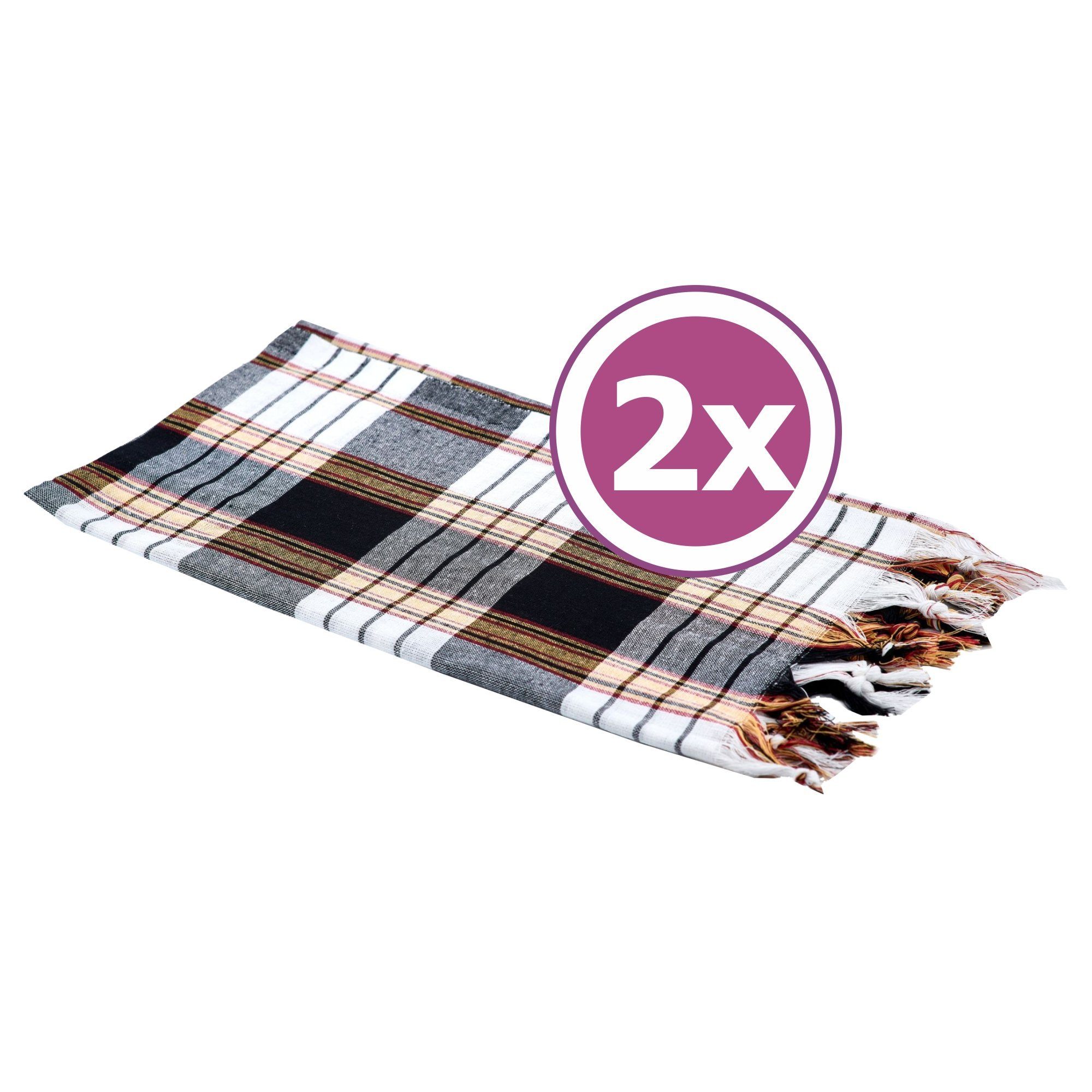 Carenesse Hamamtücher 2x schwarz 80x170 cm Pestemal Fouta Saunatuch Strandtuch Handtuch, 100% Baumwolle (2-St), 100% Baumwolle saugfähig & schnelltrocknend beach towel Backpacker