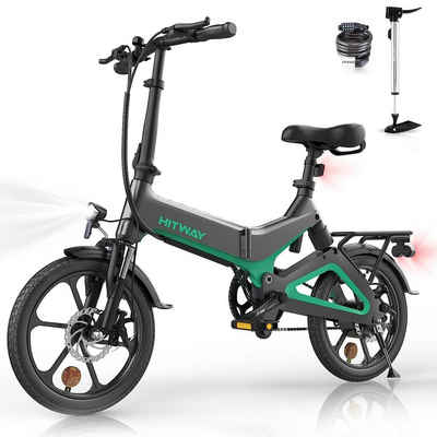 HITWAY E-Bike BK2 Klapprad Elektrofahrrad 36V 7,8Ah in 16 Zoll Max.35-70km, 1 Gang, Kettenschaltung, Heckmotor, 280.8 Wh Akku, für Damen und Herrn mit Pumpe, Fahrradschloss