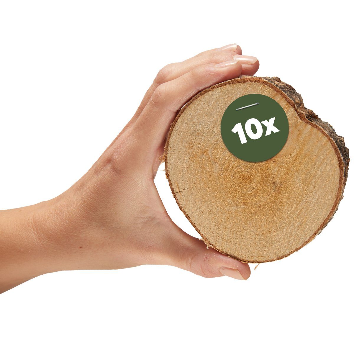 matches21 HOME & HOBBY Bastelnaturmaterial Kleine 8 cm Baumscheiben 10er Pack zum Holz-Deko Basteln, (10-tlg), runde Holzscheiben aus massivem EU Birkenholz