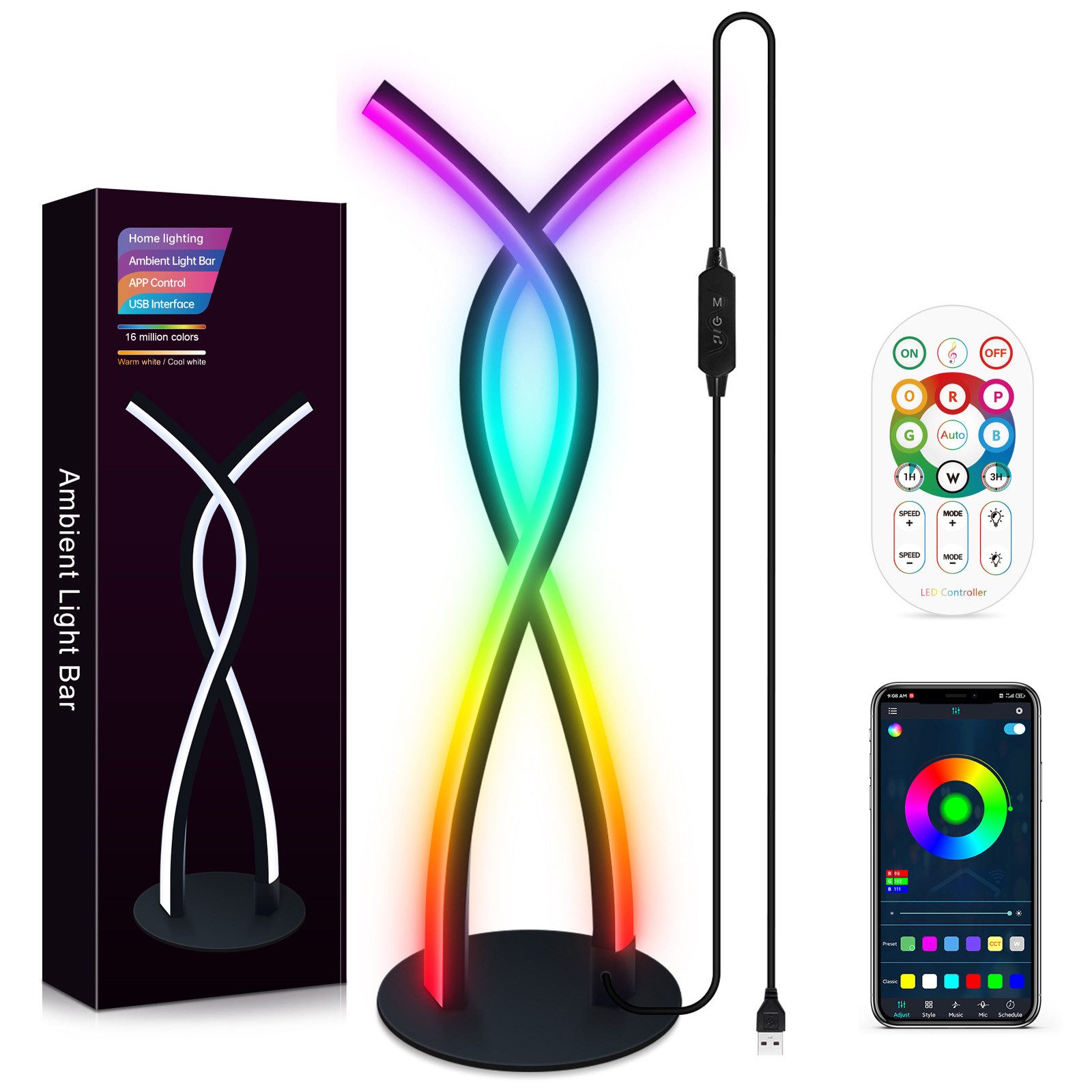 BlingBin LED Nachttischlampe RGBIC Farbwechsel Dimmbar günstig online kaufen